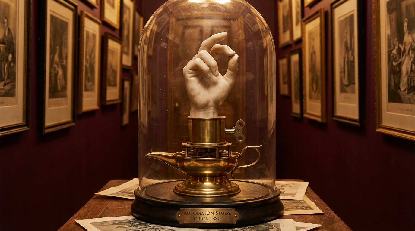 Stage 1: An automaton study under a bell jar, circa 1880
